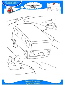 Çocuklar İçin Minibüs Boyama Sayfaları 